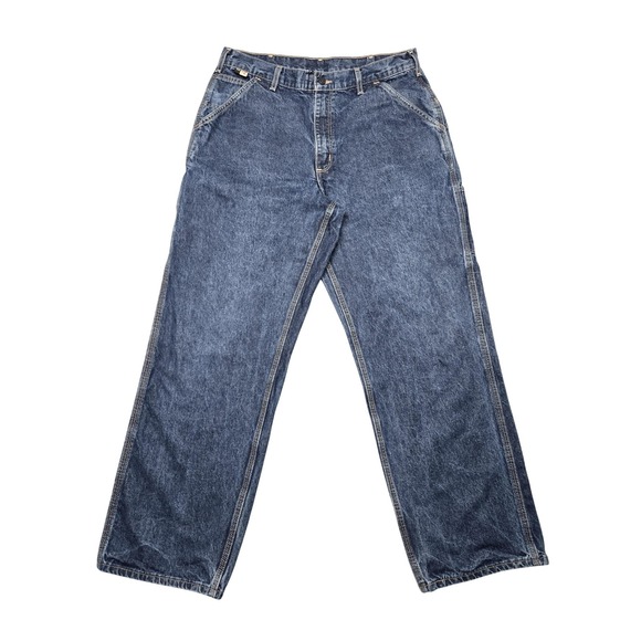 Carhartt FR Jeans Mens 34x32 Blue FRB13 Flame Resistant Utility Dungaree CAT 2 - Picture 1 of 16